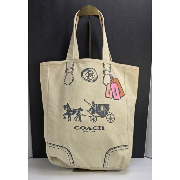Coach Handbags - Coach Horse and Carriage Canvas Shopper‎ Tote bag